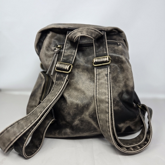 Montana West Womens Washed PU Backpack School Office Weekender Brown Distressed - Picture 8 of 15